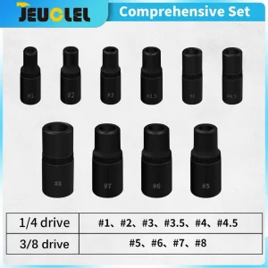 10Pcs Tap Socket Wrench Set (Magnetic), 1/4 & 3/8 Drive External Tap Socket Adapter, Torx Socket Set