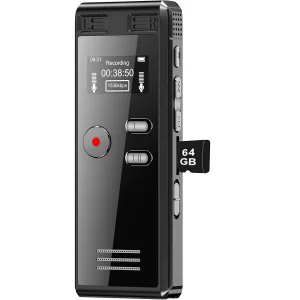 64GB Digital Voice Activated Recorder with Playback - 4552 Hours Audio Recording Device, 3072Kpbs HD Dual MIC Tape Recorder Device for Lecture A-B Re