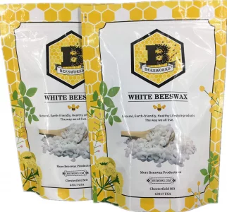 Beesworks1lb White Beeswax Pellets 2 Pack (2-1lb Packages) - 100% Pure, Cosmetic Grade, White Beeswax Pellets.