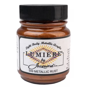 Jacquard Lumiere 2.25oz Fabric Paint Metallic Rust - Metallic Paint for Fabric, Leather, Canvas, Paper and Wood - Light-bodied Metallic Acrylic Paint