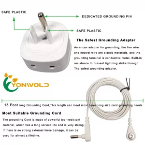 Yonwold Organic Grounding Sheet 10% Silver for Bed Sleeping Therapy with Safest Ground Adapter and Connection Cord 27X52 INCH