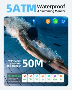 Parsonver Smart Watch, 5ATM Waterproof Watch for Swimming, Fitness Activity Tracker with 110+ Sports Modes, Heart Rate/Sleep/SpO2/Calories Monitor, P