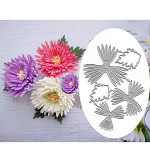DDeehs Chrysanthemum Flower Metal Die Cuts, Rose Daisy Flower Leaves Cutting Dies, Stencils for DIY Scrapbooking, Album Decorative Embossing Paper Di