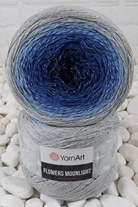 YarnArt Flowers Moonlight Glitter Cotton Yarn, Soft, Rainbow Crochet, Metallic Lurex handknit Shiny, Silvery Cake, Multicolor Cotton, 1 Skein Weight