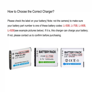 Li-50B Li-70B Li-90B Camera Battery Charger for OLYMPUS Stylus Tough 1030 SW Tough 6000 Tough 8000