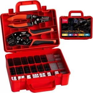 PEBA Crimping Tool and Dupont Connector Kit - 24 Types of Dupont 2.54 mm Connectors & Crimp Pins, 2.5 mm JST-XH & JST-SM Contacts and Housings, for D
