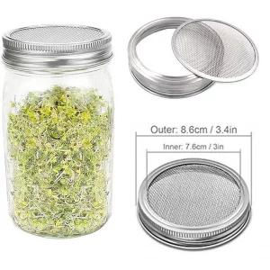 4 Pack Strainer Mesh Lids 316 Stainless Steel WIDE MOUTH Sprouting Lids for Mason Jars Canning Lid