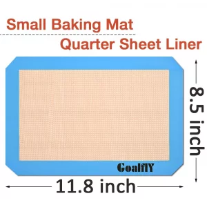 Goalfly Small Silicone Baking Mat Sheet (11.8 x 8.5 IN), 3 Pieces Baking Mat Set, Reusable Silicone Mat for Oven, Toaster, Baking Tray, Baking Pan (R