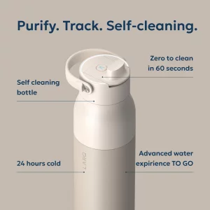 LARQ PureVis 2 Self Cleaning Water Bottle - UV Water Purifier with Filter Straw, Smart App Hydration Tracking, Insulated Stainless Steel - Mojave Dun
