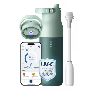 LARQ PureVis 2 Self Cleaning Water Bottle - UV Water Purifier with Filter Straw, Smart App Hydration Tracking, Insulated Stainless Steel - Eucalyptus