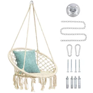 Mertonzo Hammock Swing Chair for 2-5 Years Old Kids,Handmade Knitted Macrame Hanging Swing Chair for Indoor,Bedroom,Yard,Garden- 230 Pound Capacity O