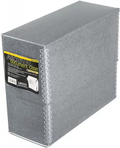 Lineco Archival Document Storage Box with Metal Edge, Acid-Free Gray Boxboard, Organize and Store Files, Prints, Photos, Letter-Sized Case 12.5