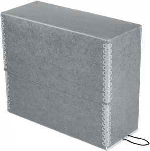 Lineco Archival Document Storage Box with Metal Edge, Acid-Free Gray Boxboard, Organize and Store Files, Prints, Photos, Letter-Sized Case 12.5