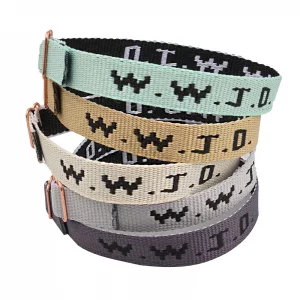 Canopus pet WWJD Bracelets Set, 5 Piece, Webbing What Would Jesus Do Bracelets Christian Handmade Colorful Adjustable Religious Woven Wristbands for