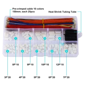 Kidisoii JST Connector Kit 1.0mm Pitch JST-SH 1.0 Micro Connector with Premium 28AWG Pre-Crimped Cables,SH 1.0mm Connector 3/4/5/6/7/8/9/10/12 Pin Ho