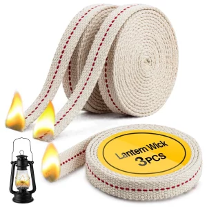Sukh Oil Lamp Wicks - Lantern Wicks 3 Rolls 1/2 Inch Flat Cotton Wicks with Genuine Red Stitch Replacement Oil Lamp Wick for Paraffin Oil Kerosene Ba