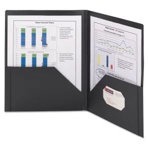 Smead Frame View Poly Two-Pocket Folder, Letter Size, Black, 5 Per Pack (87705) (Pack of 1)