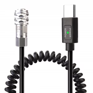 KOERTACOO BMPCC 4K/6K Trigger Coiled Power Cable for Blackmagic Pocket Cinema Camera 4K/6k,USB C Type-C PD Male Connector to Weipu SF61B/S2 2-pin Sel