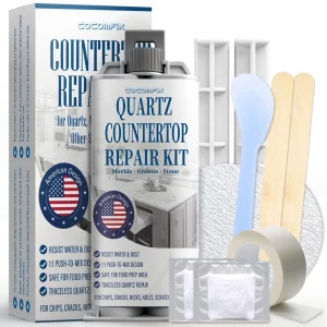 Quartz Countertop Repair Kit(White), Quick-Drying, Permanent Fix for Edge Chips, Cracks, Scratches, Nicks on Quartz, Granite, Marble, Porcelain and O