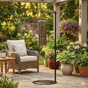 HOHIYA 36? Adjustable Wind Chime Stand Heavy Duty Outdoor Metal Hanging Pole for Wind Chimes Lanterns Hummingbird Feeders and Solar Lights Indoor Out