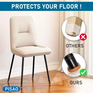 PISAO 24 Pcs Chair Leg Floor Protectors, Silicone Chair Leg Protectors Caps Covers for Hardwood Floors, Furniture Pads Sliders with Wrapped Felt Bott