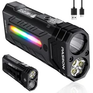 EDC Rechargeable Flashlight 3250 Lumens with RGB Light,55 Modes Multifunctional Flat Flashlight with Floodlight,Spotlight and Magnetic Base,Waterproo