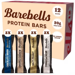 Barebells Protein Bars Variety Pack - 12 Count, 1.9oz Bars - Protein Snacks with 20g of High Protein - Chocolate Protein Bar with 1g of Total Sugars