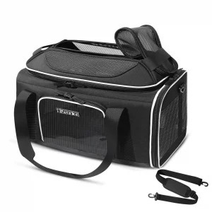 Petskd Top-Expandable Pet Carrier 17x12x8.5 Inches JetBlue Allegiant Spirit Airline Approved, Soft-Sided Carrier for Small Cats and Dogs with Locking