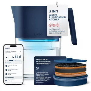 LARQ PureVis 3-in-1 Water Pitcher Purifier, Filter & Tracking, 8-Cup Water Purifier Pitcher with Advanced Filter for Clean & Crisp Water Removes