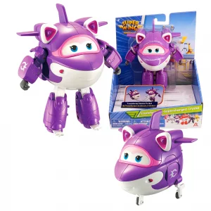 Super Wings - 5'' Transforming Supercharged Crystal Airplane Toys Action Figure | Season 4 | Airplane to Robot | Birthday Gift for 3 4 5 year old Boy