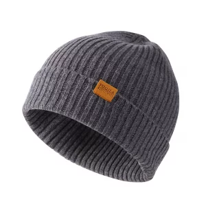 FUQILA 100% Merino Wool Cuff Beanie Hat, Unisex Warm Winter Caps Soft, Breathable & Cozy Stretchy Knitted Cuffed Cap (Grey)