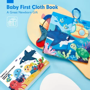 hahaland Baby Books 0-6 Months, Infant Tummy Time Toy Baby Toys 6 to 12 Months Touch Feel Book Baby Gifts for Boy Girl 0-3 Months Learning Toy Baby B