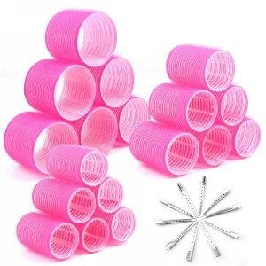 Cludoo Jumbo Hair Curlers Rollers with Clips, 28 Pcs Self Grip Rollers Set for Volume and Curls - 6.3cm, 4.3cm, 3.7cm for Long, Medium, Short, Thick