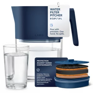LARQ Water Filter Pitcher 1.9L (8-Cup)  Nano Zero Filter Removes Chlorine, Lead, PFAS & More  Monaco Blue