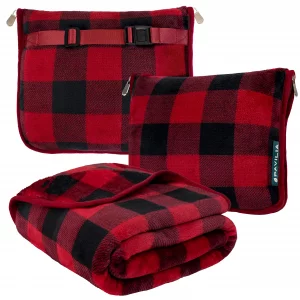 PAVILIA Travel Blanket Pillow, Soft Airplane Blanket 2-IN-1 Combo Set, Plane Blanket Compact Packable, Flight Essential Car Pillow, Travelers Gift Ac