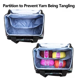 LoDrid Small Yarn Storage Bag with 2 Grommets, Portable Knitting Tote for Knitting Kit & Crochet Accessories, Yarn Project Organizer for Knitting Sup