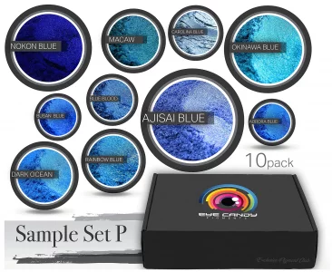 Eye Candy Pigments Blue Mica Pigment Powder Set P - Mica Powder for Epoxy Resin Art - Woodworking - Cosmetic Grade Mica Powder - Bath Bombs - Pigment