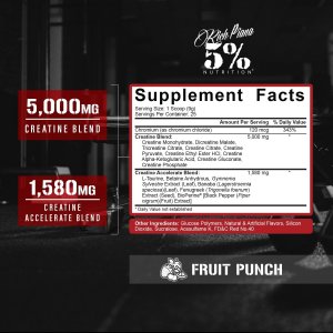 5 Nutrition CreaTEN Creatine Complex Accelerators Flavored Creatine Powder for Muscle Gain Max Power, Strength, Endurance, Recovery Fruit Punch