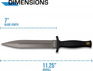 MTECH USA Fixed Blade Knife, TiNite Coated Stainless Steel Blade with Black ABS Handle, Includes Black Nylon Sheath -  (Grey)