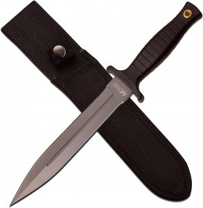MTECH USA Fixed Blade Knife, TiNite Coated Stainless Steel Blade with Black ABS Handle, Includes Black Nylon Sheath -  (Grey)