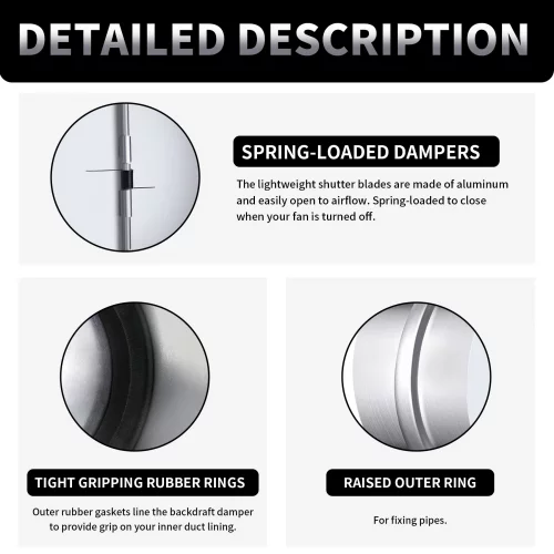 6 Inch Backdraft Damper Back Draft Vent Duct Shutter Blocker, Backflow ...