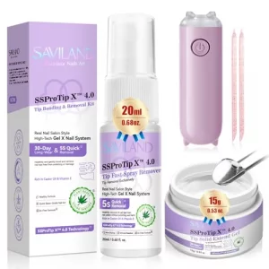 SAVILAND Solid Nail Glue Gel & Nail Glue Remover Kit: U V Light for Nails Complete Nails Tools for Press Ons Strong Nail Glue Gel Handheld Gel X Lamp