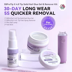 SAVILAND Solid Nail Glue Gel & Nail Glue Remover Kit: U V Light for Nails Complete Nails Tools for Press Ons Strong Nail Glue Gel Handheld Gel X Lamp