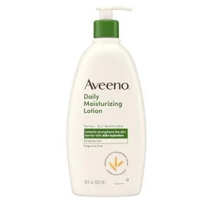 Aveeno Daily Moisturizing Body Lotion, Body Lotion for Dry Skin with Prebiotic Oat, Paraben Free, Fragrance Free, Non-Greasy, Non-Comedogenic Moistur