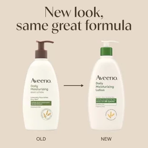 Aveeno Daily Moisturizing Body Lotion, Body Lotion for Dry Skin with Prebiotic Oat, Paraben Free, Fragrance Free, Non-Greasy, Non-Comedogenic Moistur