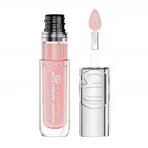 L'Oreal Paris Plump Ambition pH Hyaluron Lip Oil, Color Shifting Lip Tint with 24HR Hydration, Volumizing Shine and Lasting Color, 020 pH Ros