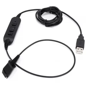 VT QD to USB Adapter Cable Compatible with Any Plantronic-Poly QD Headset with a Quick Disconnect with Volume Control and Mute Microphone/Speaker (PL