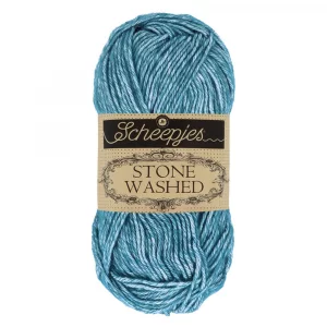 Scheepjes Stone Washed Yarn, Cotton-Acrylic Blend, 1.8 oz (50 g) Skein, Color 805 Blue Apatite