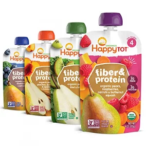 Happy Tot Organics Stage 4 Baby Food Pouches, Gluten Free, Vegan Snack, Fiber & Protein Fruit & Veggie Puree, Fruit & Veggie Variety Pack, 4 Ounce (P