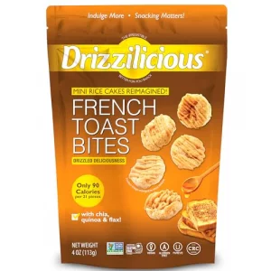 Drizzilicious Mini Flavored Rice Cakes French Toast - Rice Crisps, Healthy Snack for Adults and Kids, Vegan, Gluten Free Snack, Allergen Free, Only 9
